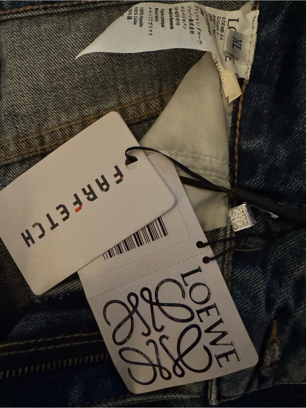 NEW Loewe Medium Blue Denim Jeans with Gold Button Detail - Picture 4 of 5